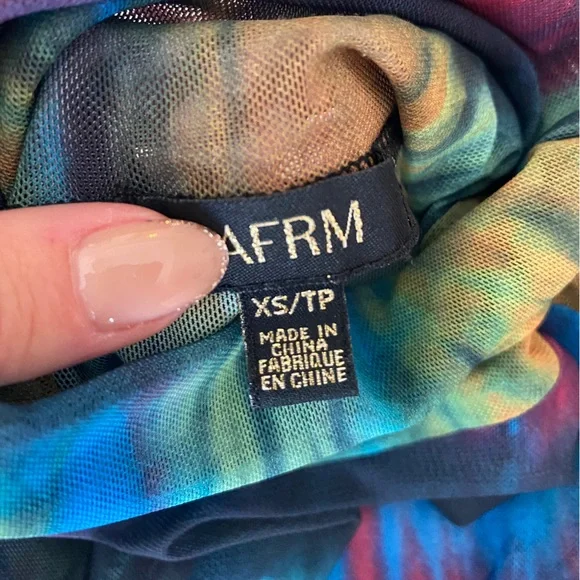 AFRM Zadie mesh rainbow tie dye turtleneck top size XS - Picture 3 of 3